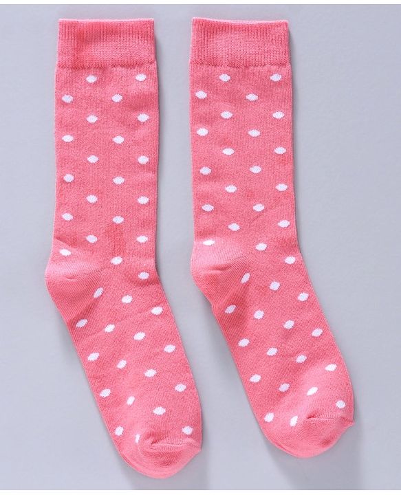 Pine Kids Mid Calf Length Anti-bacterial Socks Polka Dot Design Pack of 3 - Pink