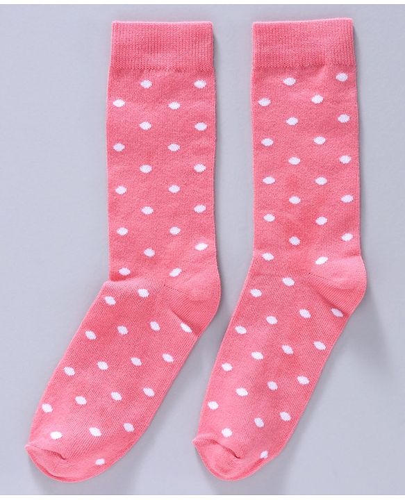 Pine Kids Mid Calf Length Anti-bacterial Socks Polka Dot Design Pack of 3 - Pink