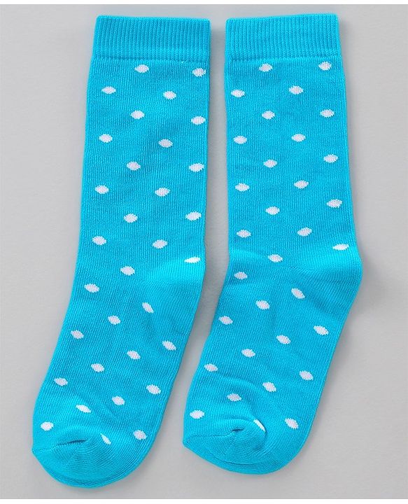 Pine Kids Mid Calf Length Anti-bacterial Socks Polka Dot Design Pack of 3 - Blue