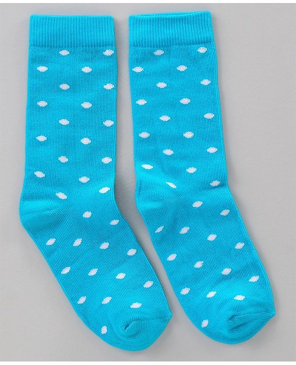 Pine Kids Mid Calf Length Anti-bacterial Socks Polka Dot Design Pack of 3 - Blue