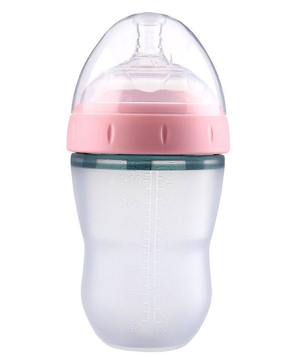 Babyhug Silicone Feeding Bottle Pink - 240 ml