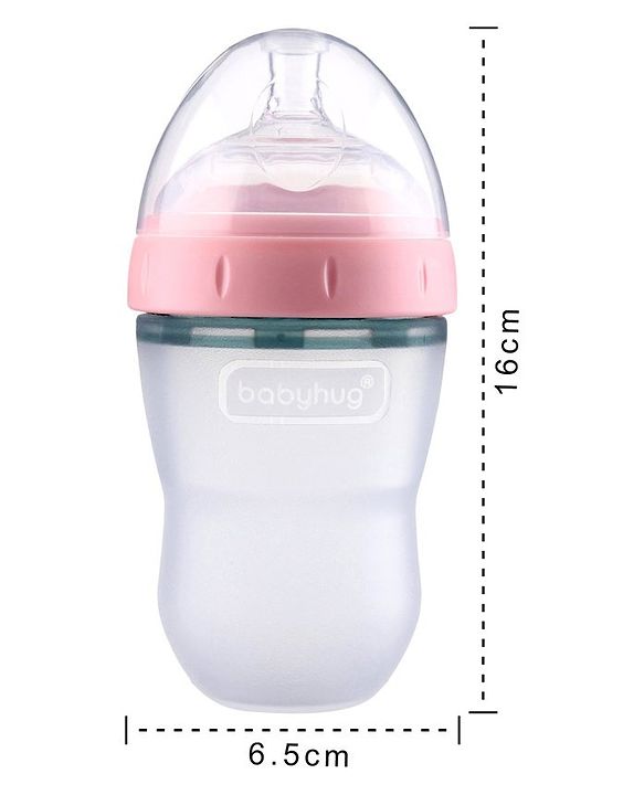 Babyhug Silicone Feeding Bottle Pink - 240 ml