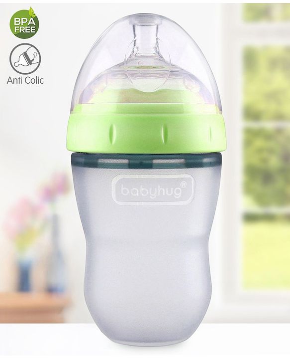 Babyhug Silicone Feeding Bottle Green - 240 ml