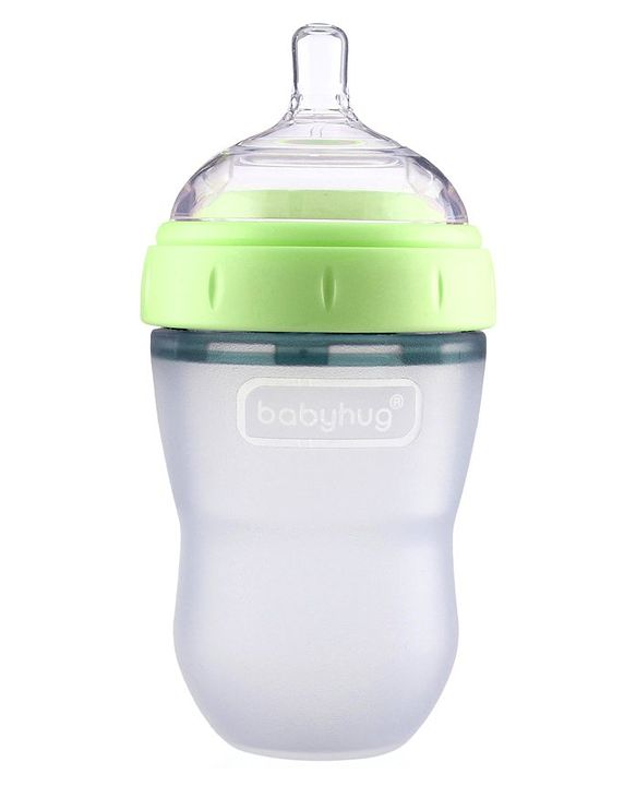 Babyhug Silicone Feeding Bottle Green - 240 ml