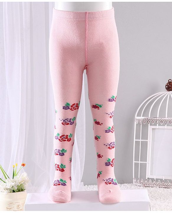 Cute Walk by Babyhug Anti-bacterial Footed Tights Floral Design - Pink