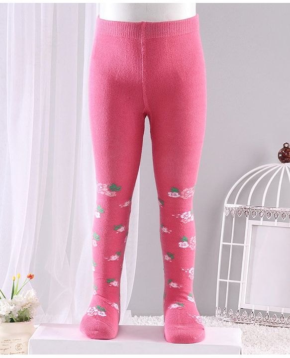 Cute Walk by Babyhug Anti-bacterial Footed Tights Floral Design - Pink