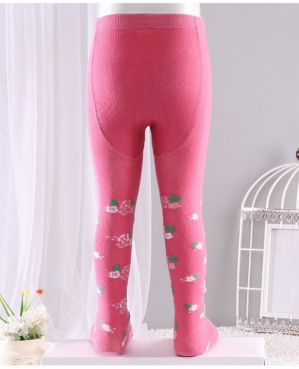 Cute Walk by Babyhug Anti-bacterial Footed Tights Floral Design - Pink