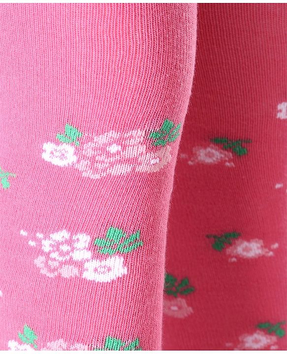 Cute Walk by Babyhug Anti-bacterial Footed Tights Floral Design - Pink