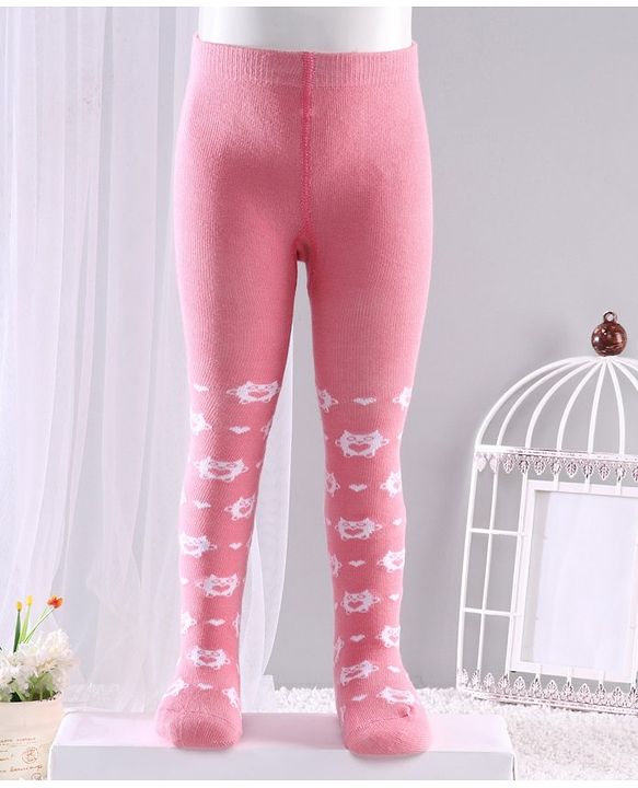 Cute Walk by Babyhug Anti-bacterial Footed Tights Kitty Design - Pink