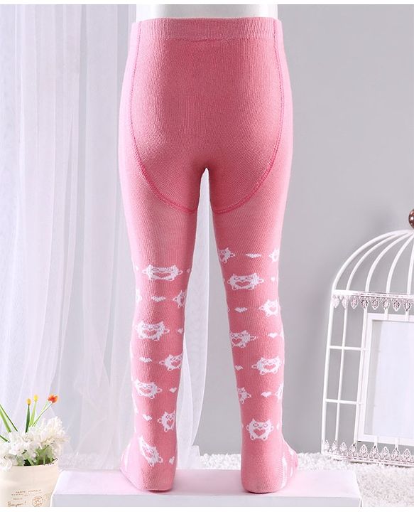 Cute Walk by Babyhug Anti-bacterial Footed Tights Kitty Design - Pink