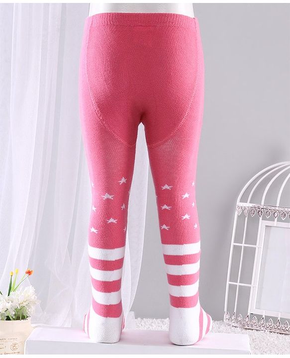Cute Walk by Babyhug Anti-bacterial Striped Footed Tights - Pink