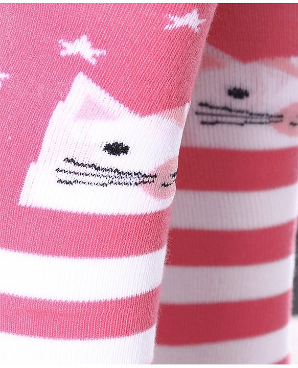 Cute Walk by Babyhug Anti-bacterial Striped Footed Tights - Pink