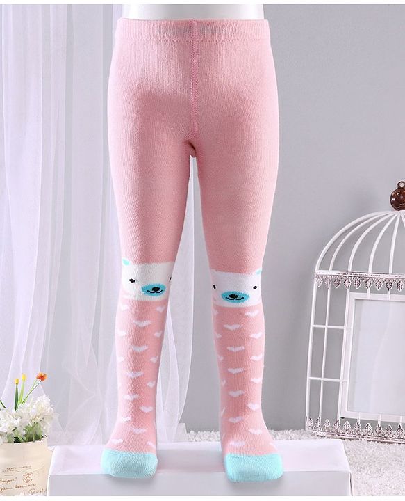 Cute Walk by Babyhug Anti-bacterial Footed Tights Teddy Design - Pink