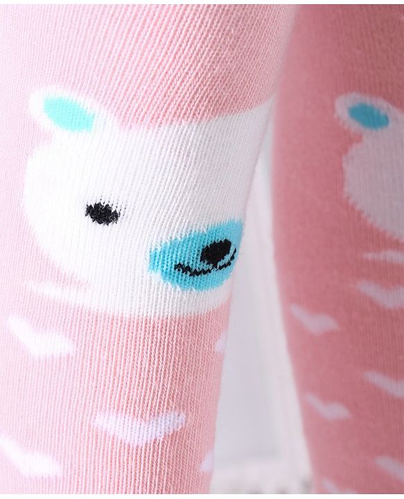 Cute Walk by Babyhug Anti-bacterial Footed Tights Teddy Design - Pink