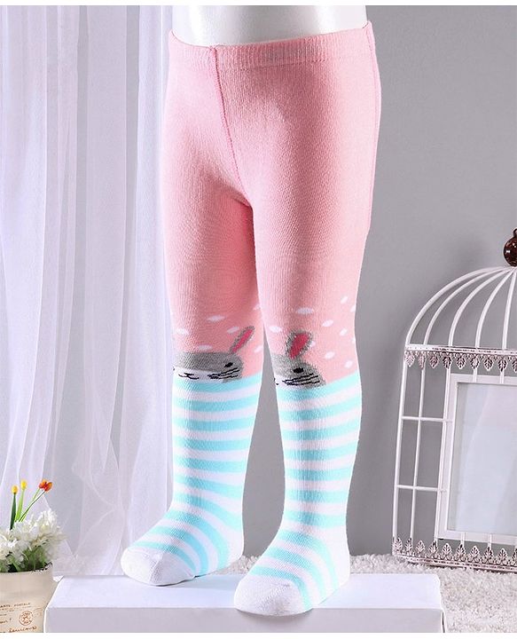 Cute Walk by Babyhug Anti-bacterial Footed Tights Bunny Design - Pink
