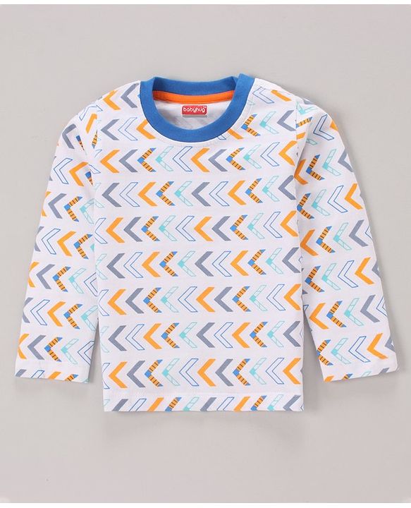 Babyhug Full Sleeves Tee Dino Print Pack of 3  - Teal White - 6-9m White