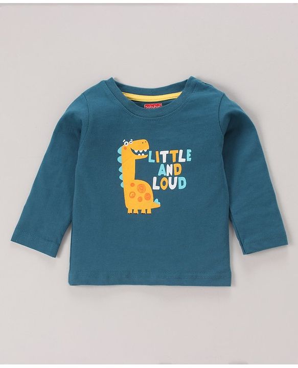 Babyhug Full Sleeves Tee Dino Print Pack of 3  - Teal White - 6-9m White