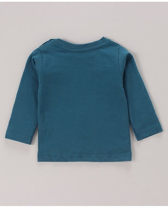 Babyhug Full Sleeves Tee Dino Print Pack of 3  - Teal White - 6-9m White