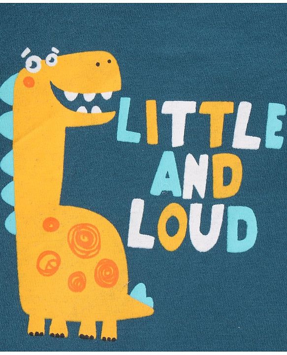 Babyhug Full Sleeves Tee Dino Print Pack of 3  - Teal White - 6-9m White