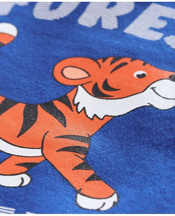 Babyhug Full Sleeves Tee Tiger Print - Blue