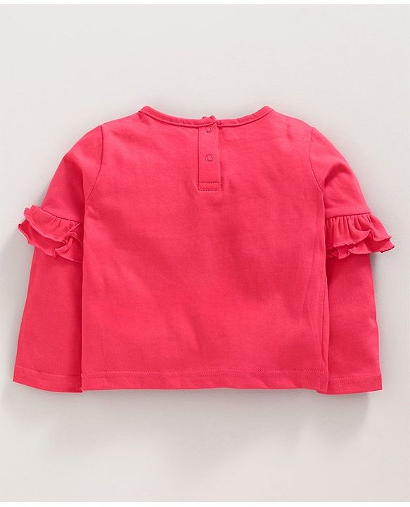 Babyhug Dungaree Style Romper with Full Sleeves Inner Tee Unicorn Print - Pink