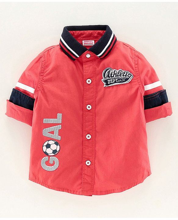 Babyhug Full Sleeves Shirt Athletic Patch - Red