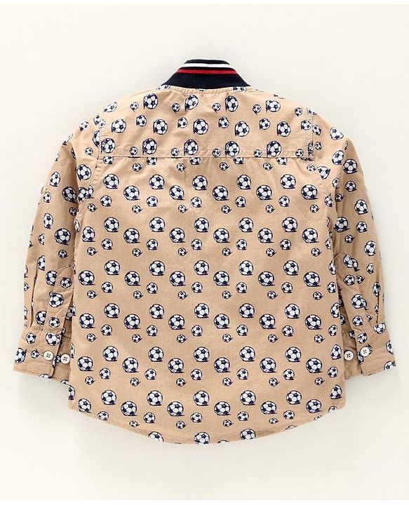 Babyhug Full Sleeves Shirt Football Print - Brown
