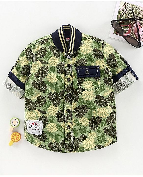 Babyhug Full Sleeves Shirt Leaf Print - Green