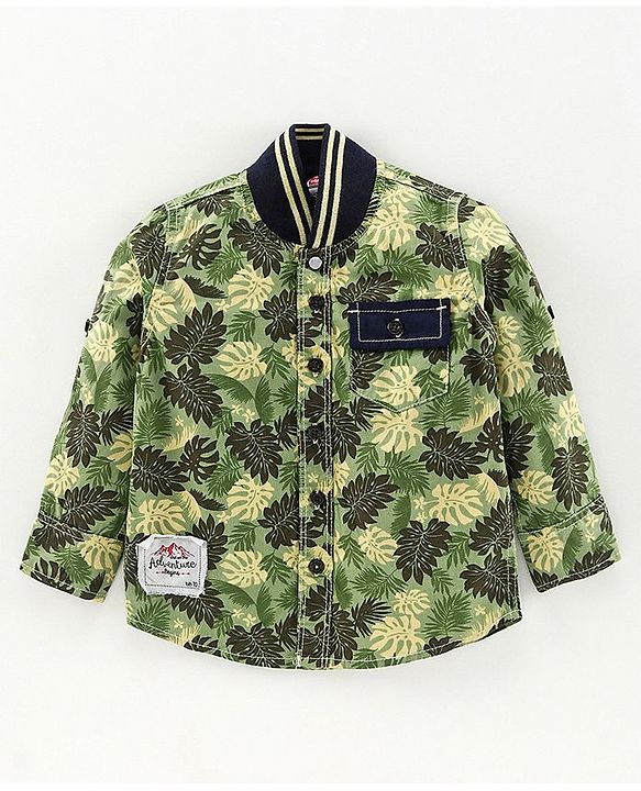Babyhug Full Sleeves Shirt Leaf Print - Green