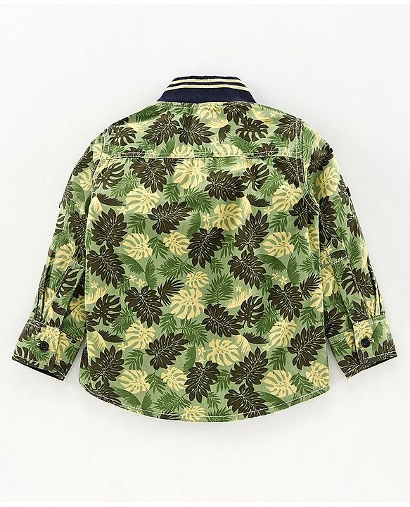 Babyhug Full Sleeves Shirt Leaf Print - Green