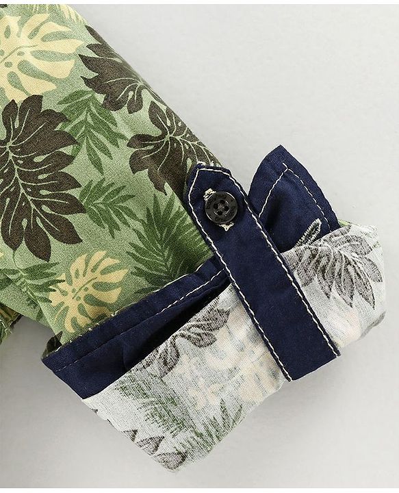Babyhug Full Sleeves Shirt Leaf Print - Green