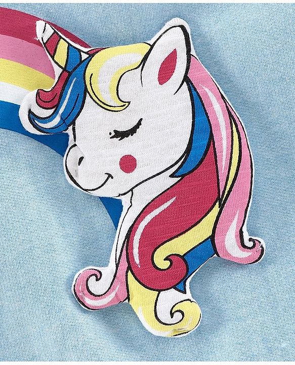 Babyhug Full Sleeves Sweatshirt Unicorn Print - Blue