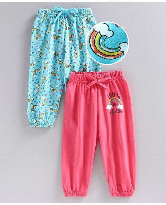 Babyhug Full Length Lounge Pants Pack of 2- Pink Blue