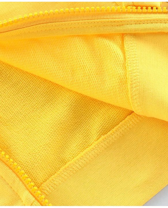 Pine Kids Full Sleeves Biowashed Hooded Sweat Jacket Numeric 20 Patch - Yellow Navy Blue