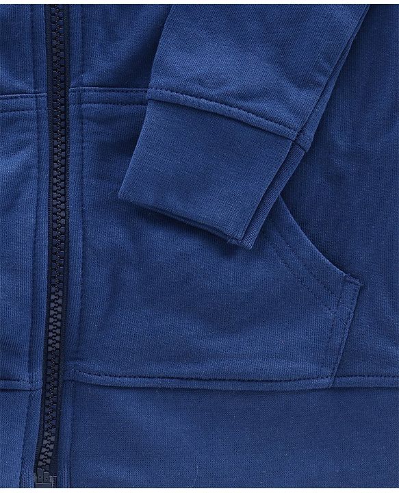 Pine Kids Full Sleeves Biowashed Hooded Sweatjacket - Navy Blue