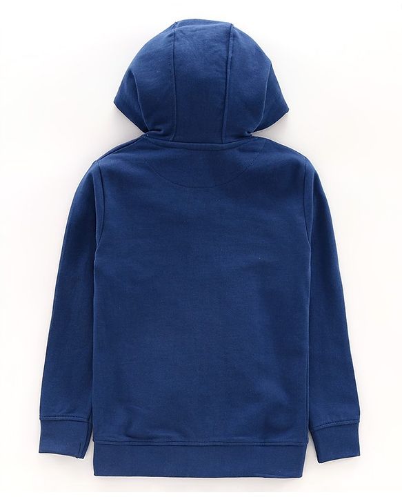 Pine Kids Full Sleeves Biowashed Hooded Sweatjacket - Navy Blue