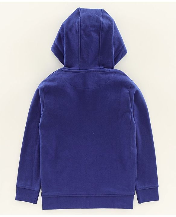 Pine Kids Full Sleeves Hooded Biowashed Sweat Jacket - Blue