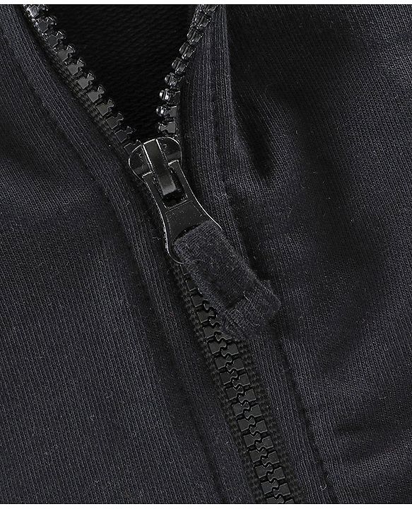 Pine Kids Full Sleeves Biowashed Hooded Sweatjacket - Black