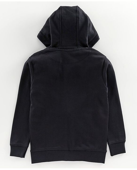 Pine Kids Full Sleeves Biowashed Hooded Sweatjacket - Black