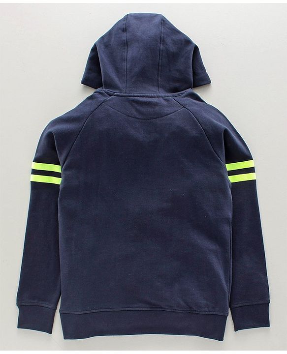 Pine Kids Full Sleeves Hooded Sweatshirt Text Print - Navy Blue
