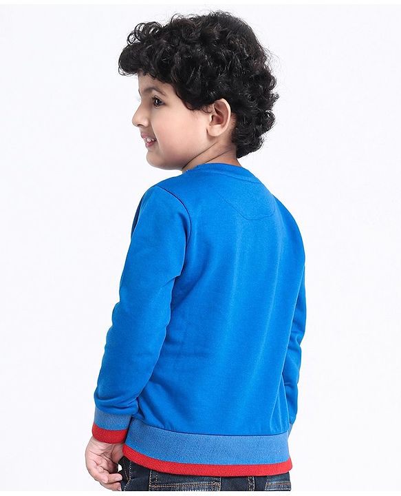 Babyhug Full Sleeves Sweatshirt Super Heros Print - Blue
