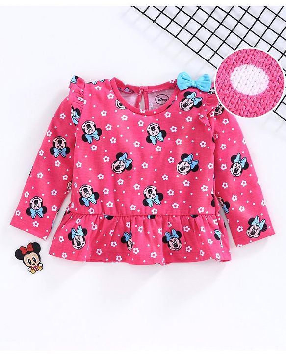 Babyhug Full Sleeves Top Minnie Mouse Print - Pink
