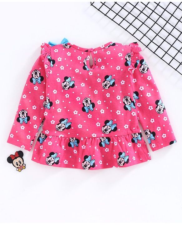Babyhug Full Sleeves Top Minnie Mouse Print - Pink