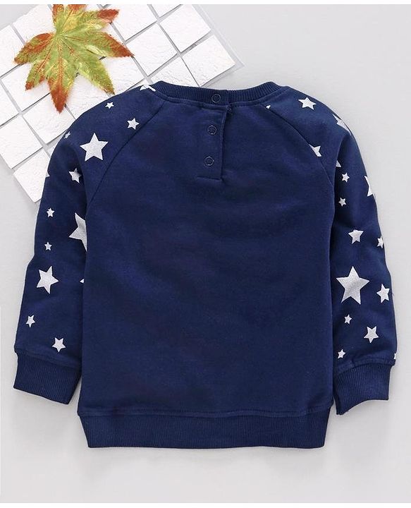 Babyhug Full Sleeves Sweatshirt Swan Patch  - Blue