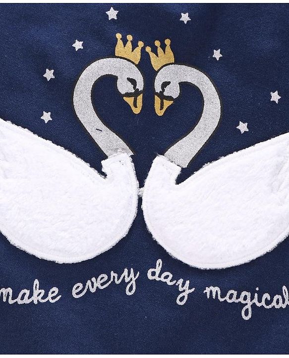 Babyhug Full Sleeves Sweatshirt Swan Patch  - Blue