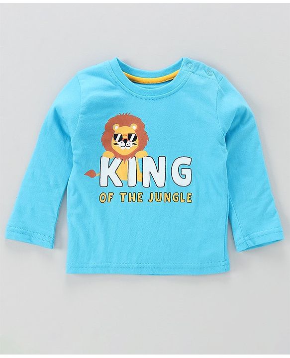 Babyhug Full Sleeves Tee Lion  Print - Blue