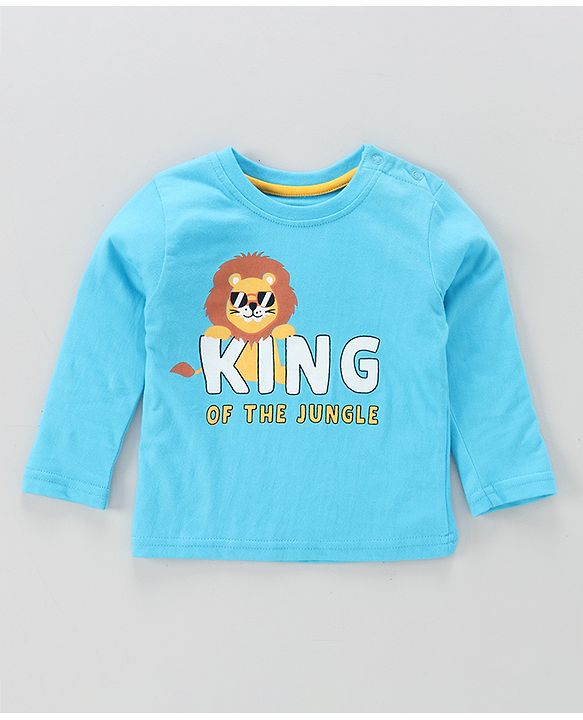 Babyhug Full Sleeves Tee Lion  Print - Blue