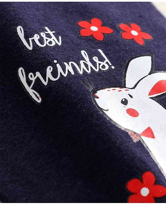 Babyhug Full Length Leggings Fox & Bunny Print -Navy Blue