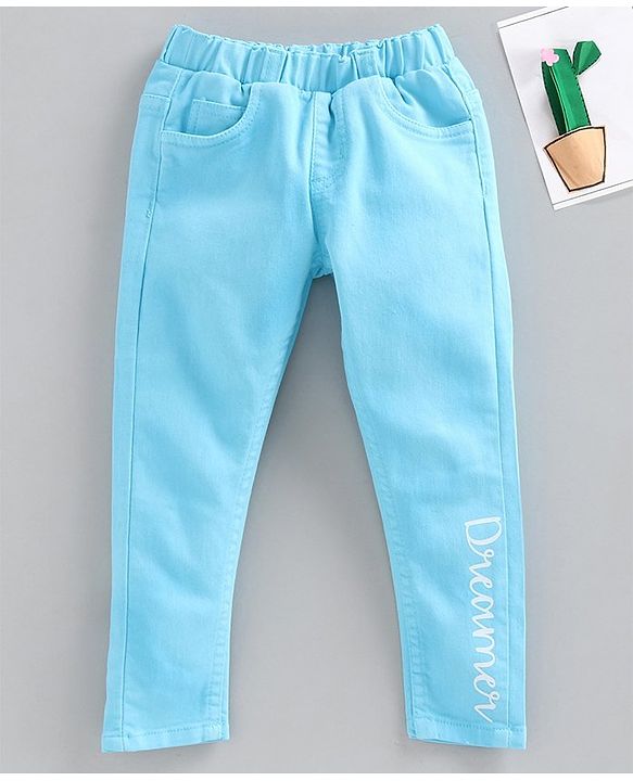 Babyhug Full Length Solid Jeans - Turquoise
