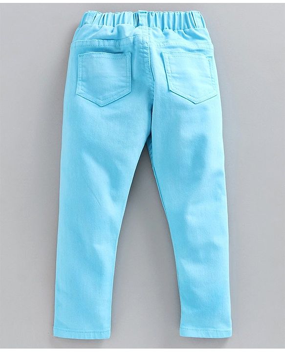 Babyhug Full Length Solid Jeans - Turquoise